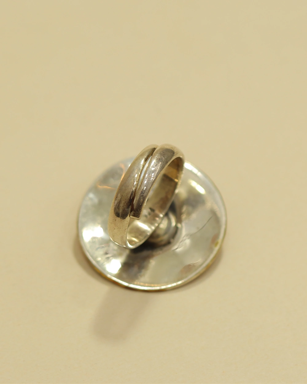 Traditional Silver Cocktail Ring with Pearl