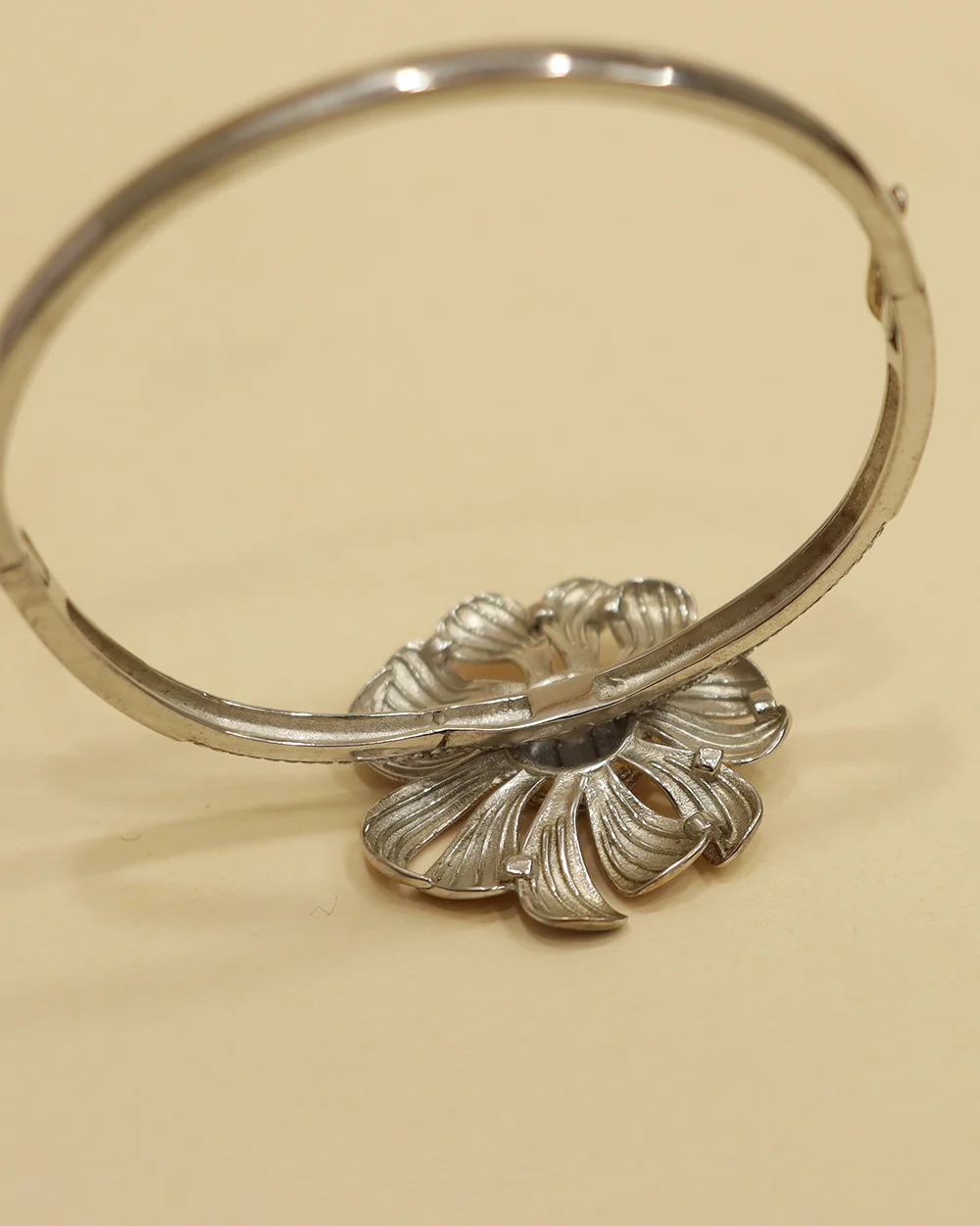 Two-Tone Silver Flower Bracelet