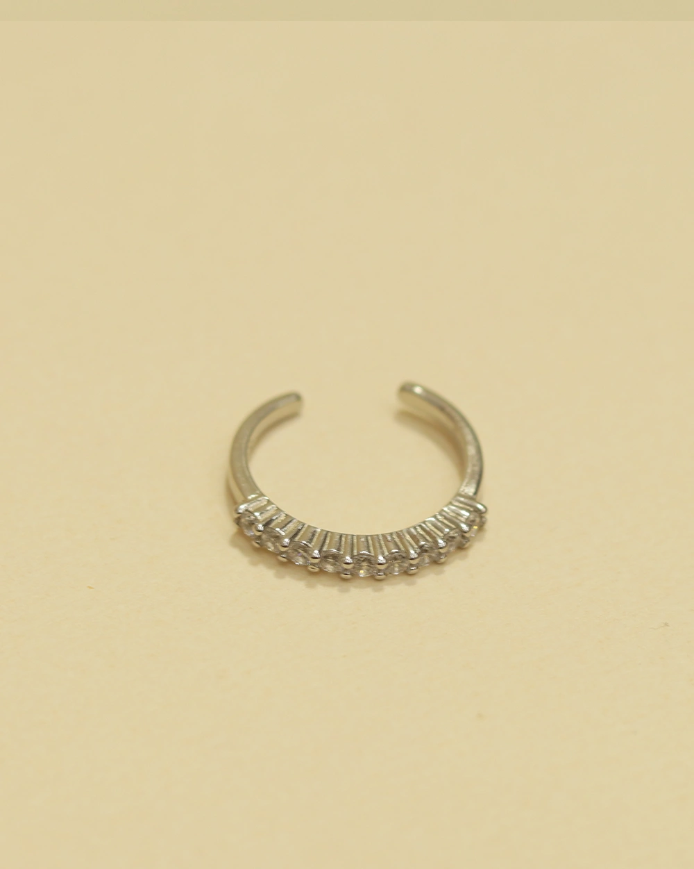 White Baguette Stone Silver Ring for Women