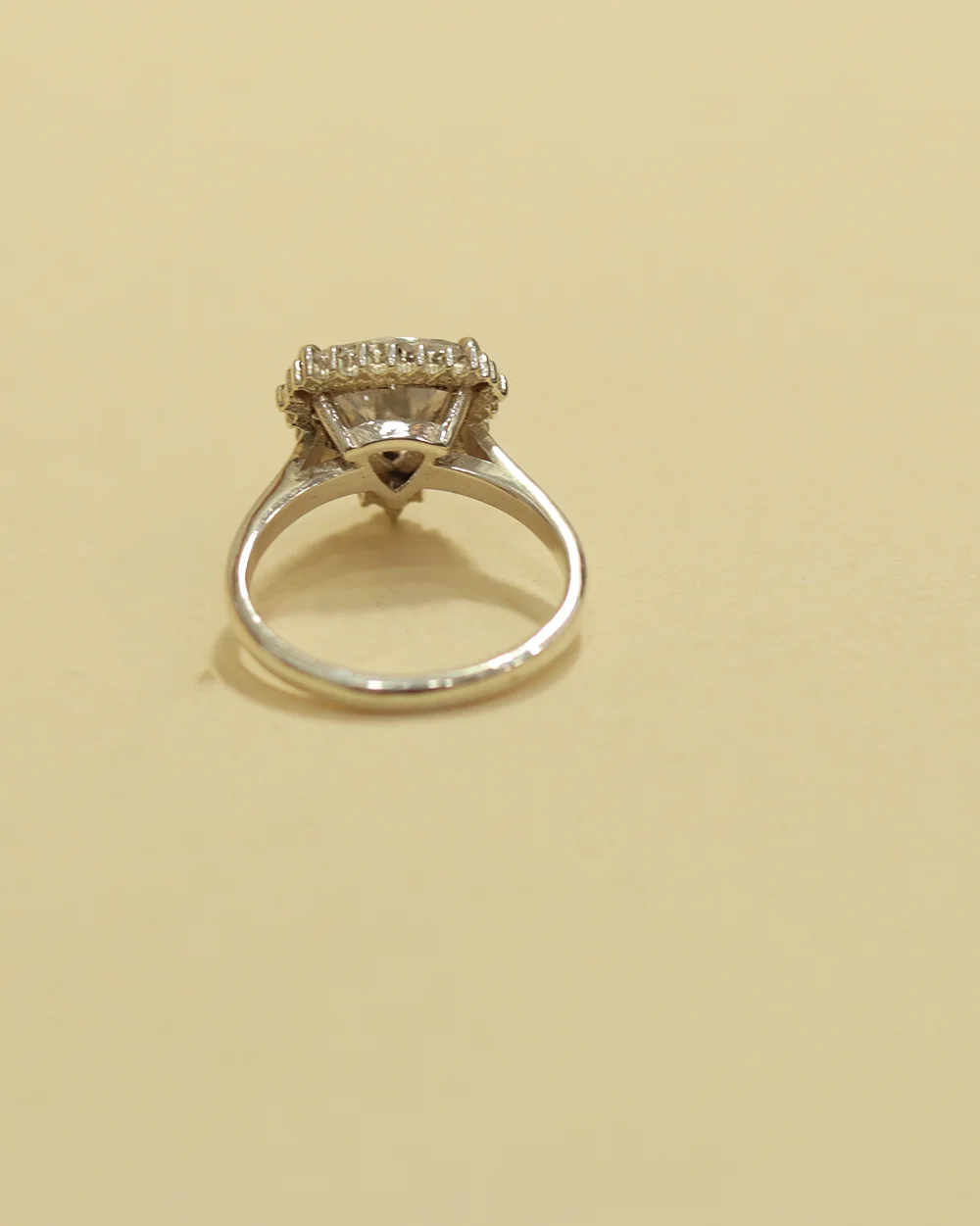 White Stone Heart Ring in 925 Sterling Silver